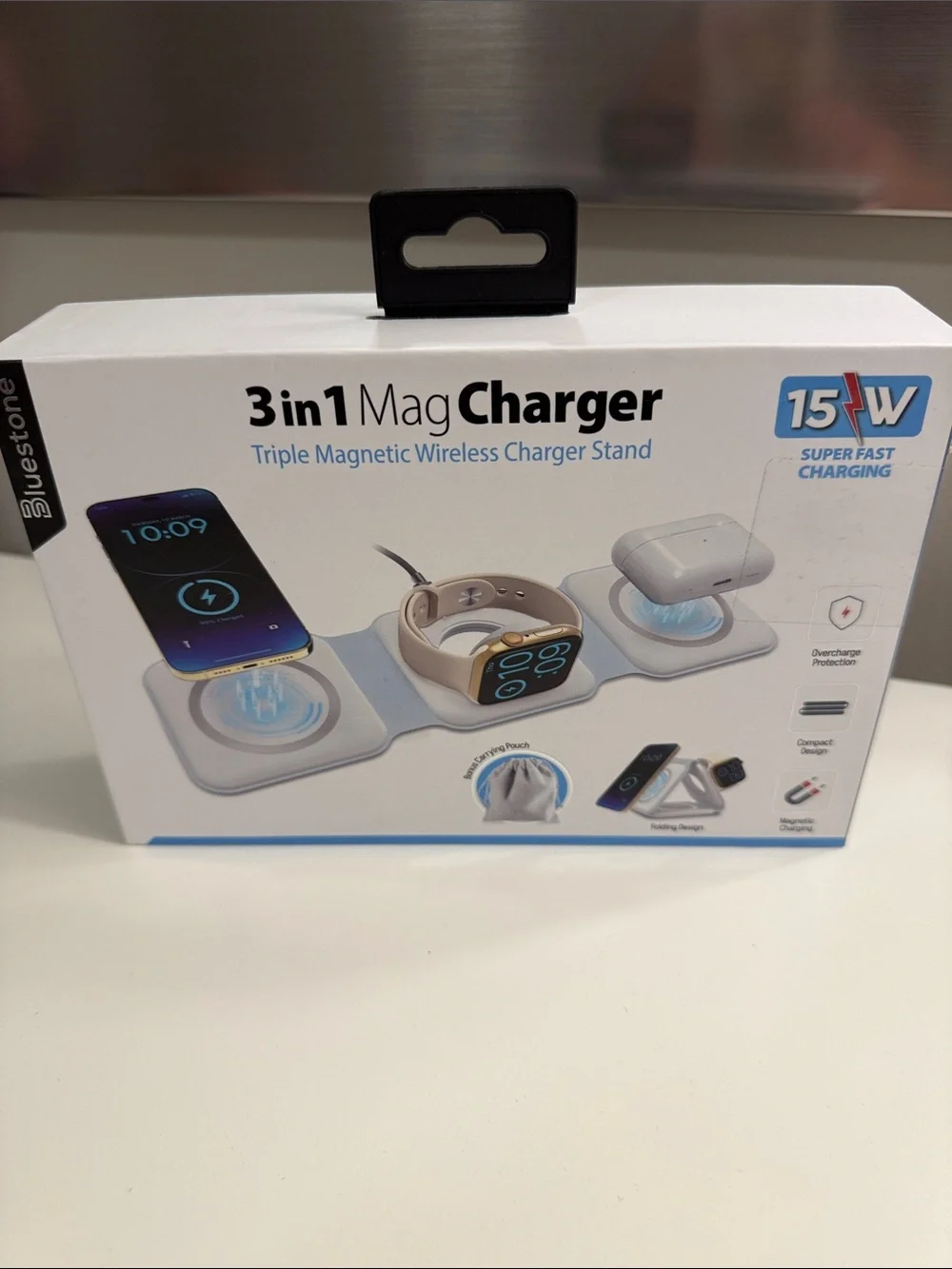 3-in-1 MagCharger Triple Magnetic Wireless Charger Stand - White